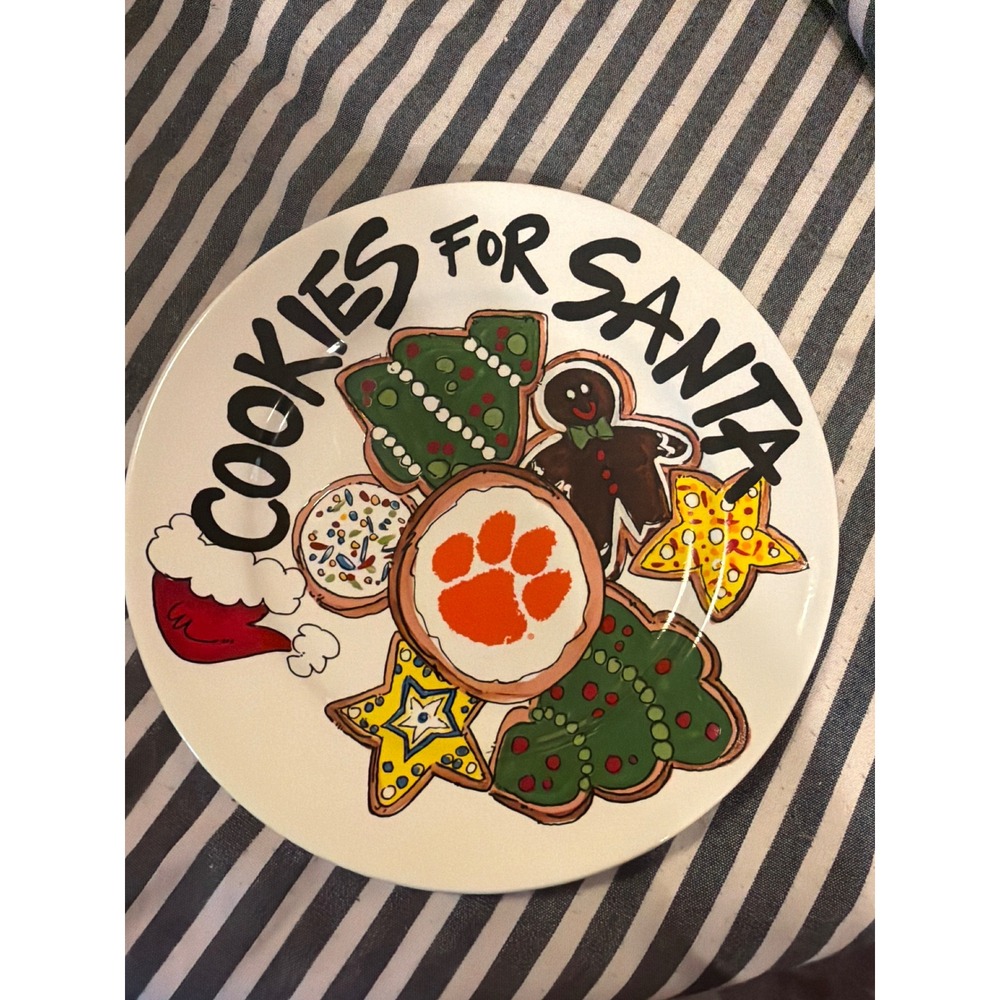 Magnolia Lane Clemson Tigers Cookies For Santa Plate Ceramic Holiday Christmas